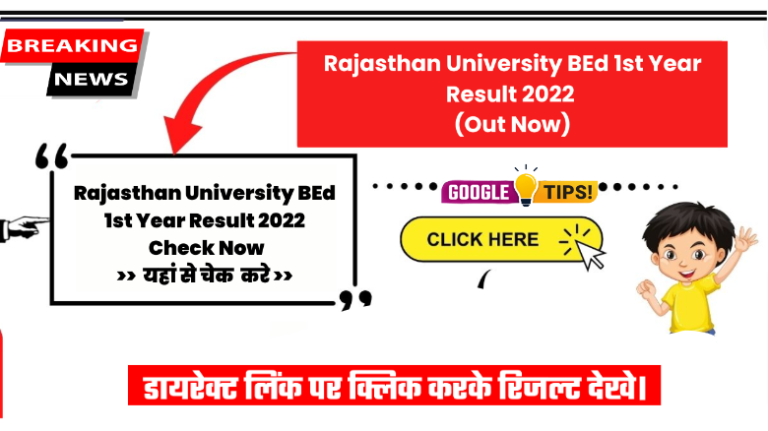 Rajasthan University BEd 1st Year Result 2022