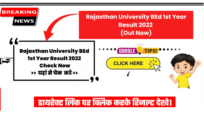 Rajasthan University BEd 1st Year Result 2022